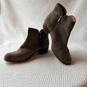 Lucky Brand Olive-Taupe Suede Ankle Booties